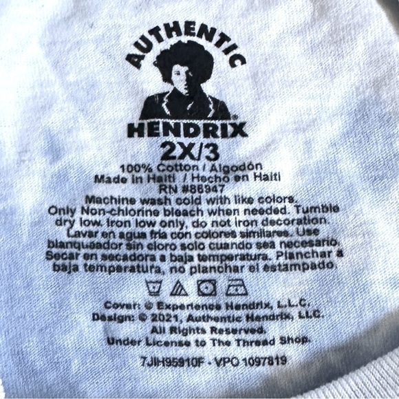 Jimi Hendrix Tie Dye Boxy Crop Top 100% Cotton Band Tee Size 2X/3X - Picture 7 of 8